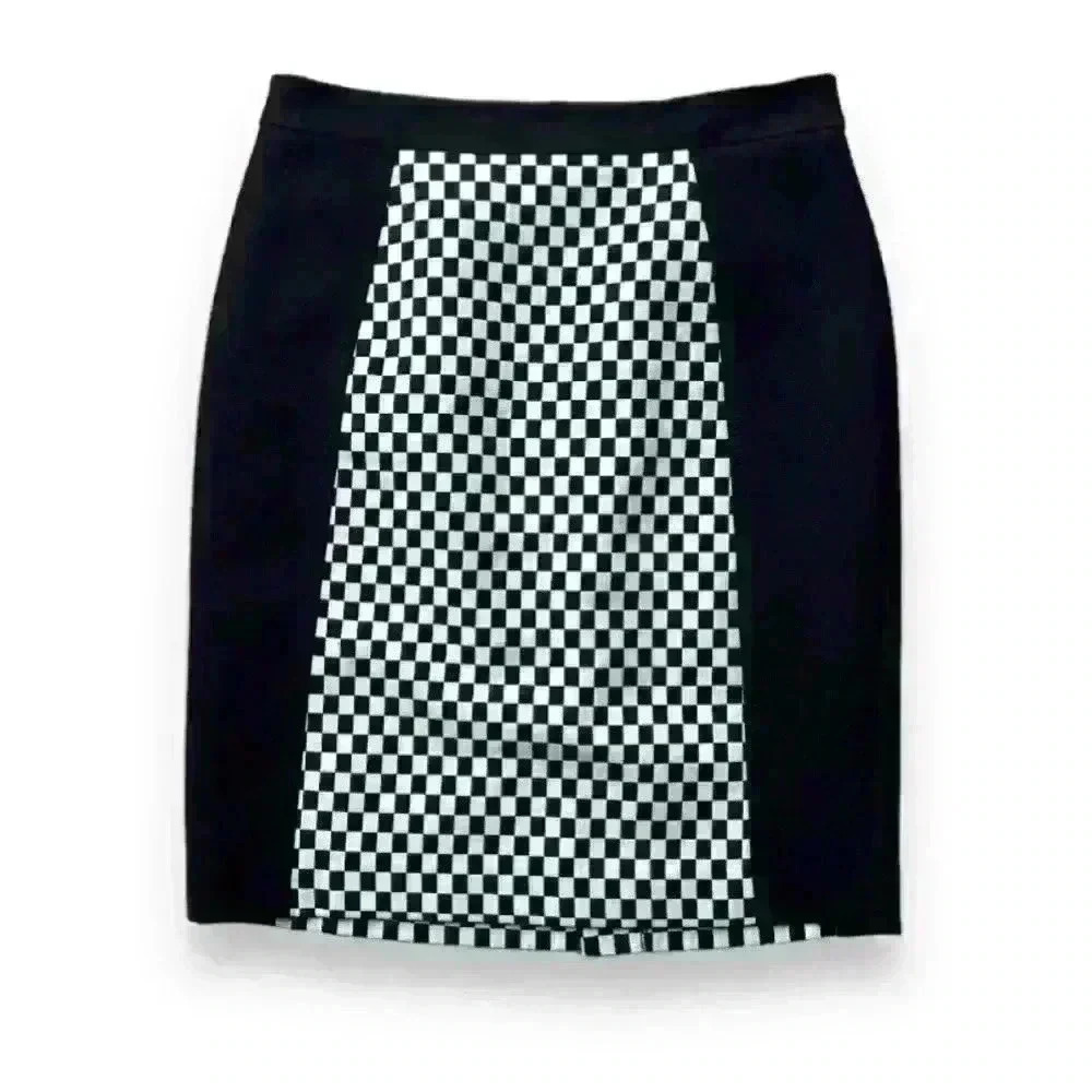 Black & Off White Pencil Checkered Skirt Size 10 New